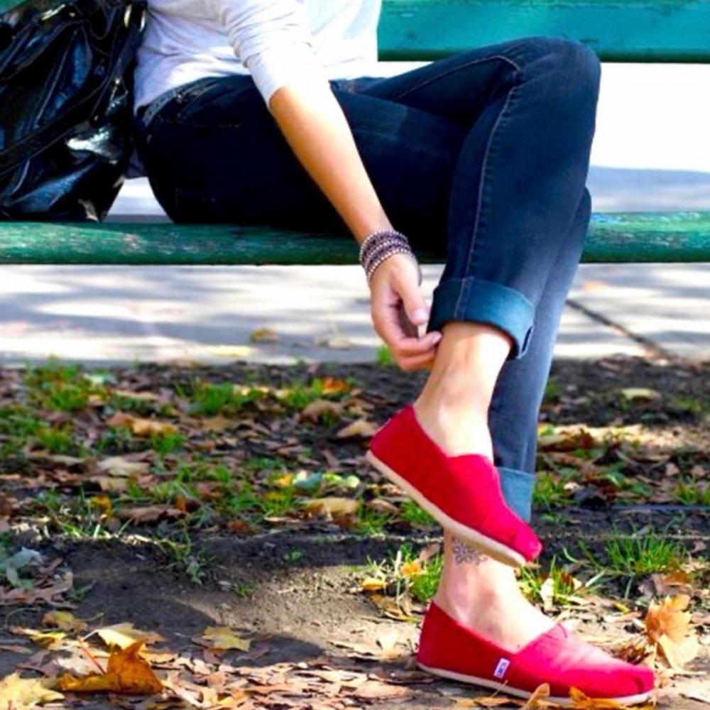 Tom’s Red Canvas Slip-On Shoes
